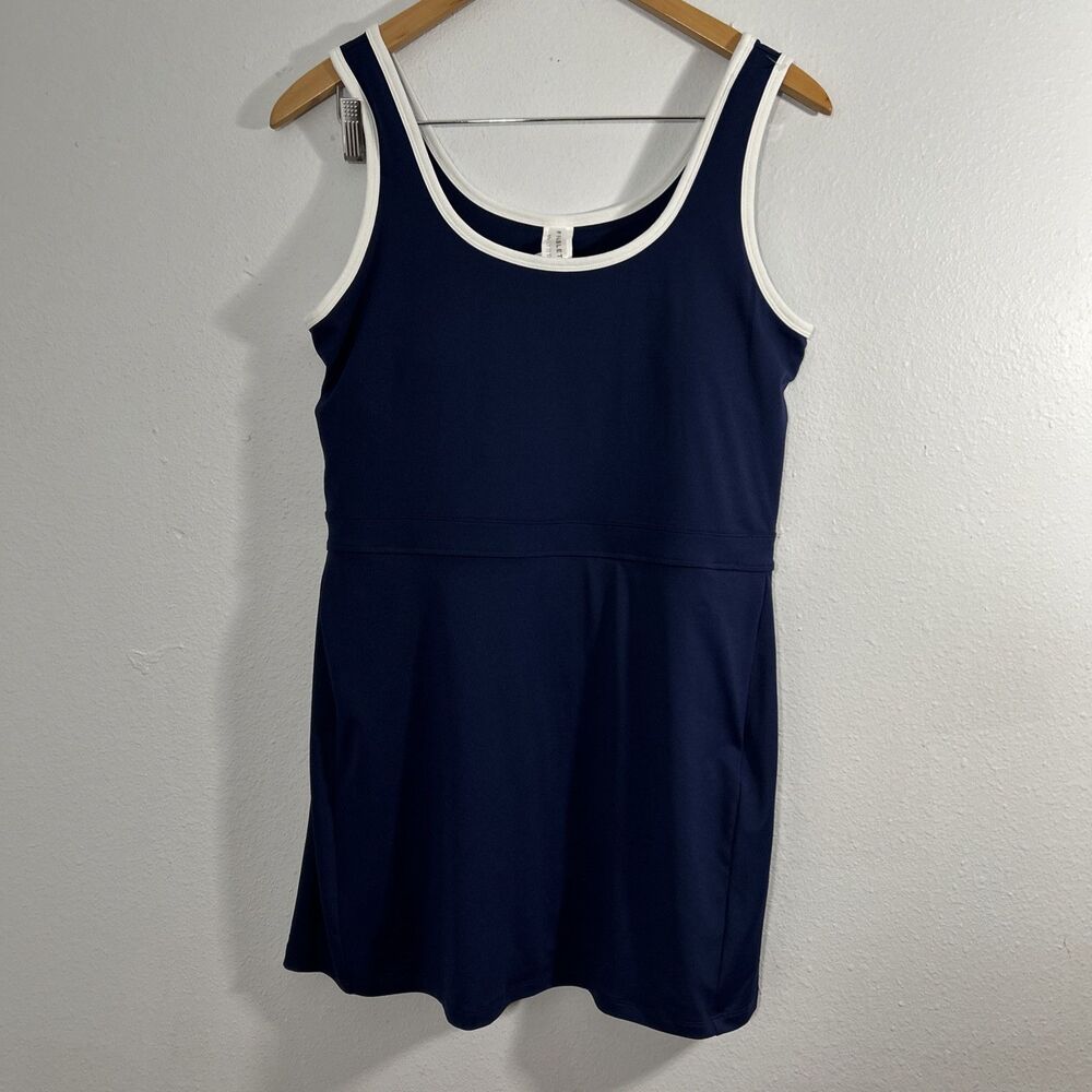 Fabletics Women Navy Sporty Built In Short Athletic Tennis Dress